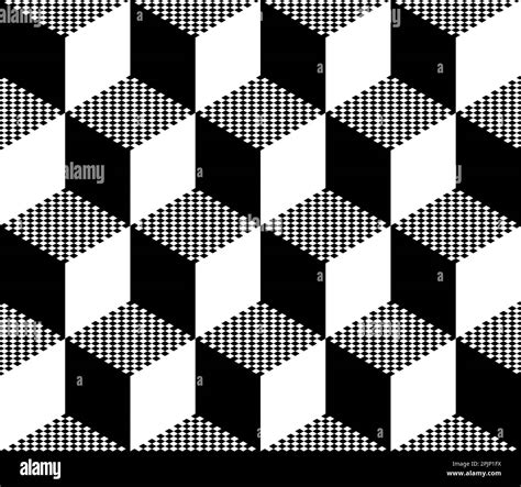 Cube Geometric Seamless Pattern Isometric Cube Pattern Black And