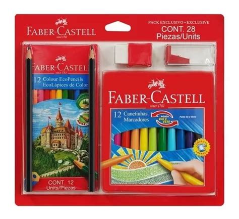 Faber Castell X28 Plumon Colores Lapiz Sacapunta Borrador