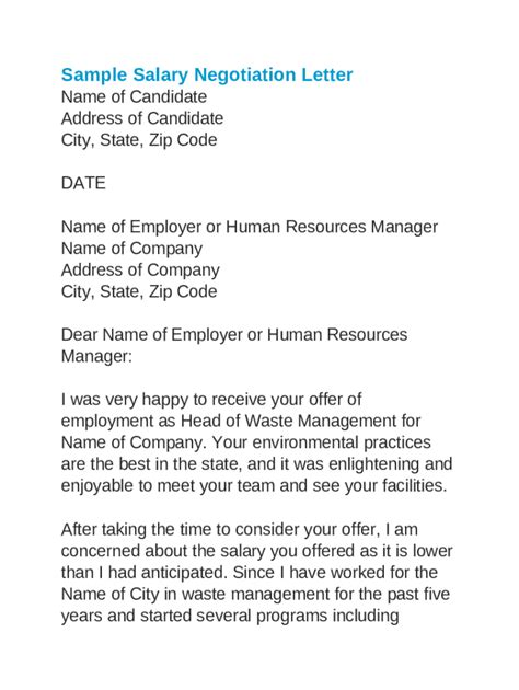 Job Offer Negotiation LetterSalary Negotiation Letter (Template and ...