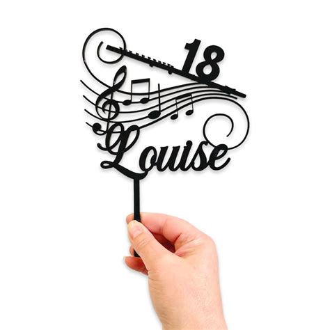 Musical Notes Personalised Cake Topper With Flute And Custom Etsy