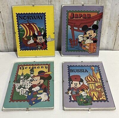 Ad EBay VTG EPCOT Center Postcards Glass Framed Mickey Mouse