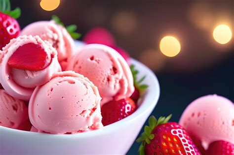 Premium Ai Image Strawberry Soft Serve Ice Cream Realistic Soft Serve