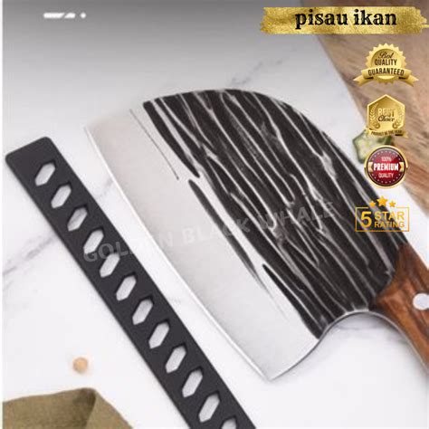 Ready Stock Hand Forged Hammer Pattern Knife Pisau Dapur Pisau Daging