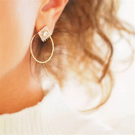 Boucles D Oreilles Gaby Moyen Blanc Gwapita