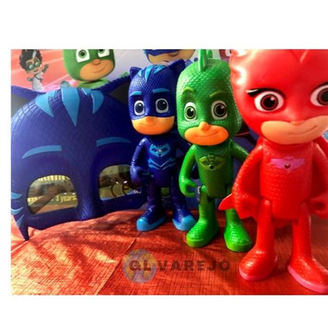 Kit Bonecos Pj Mask Menino Gato Corujita E Lagartixo Cm M Scara