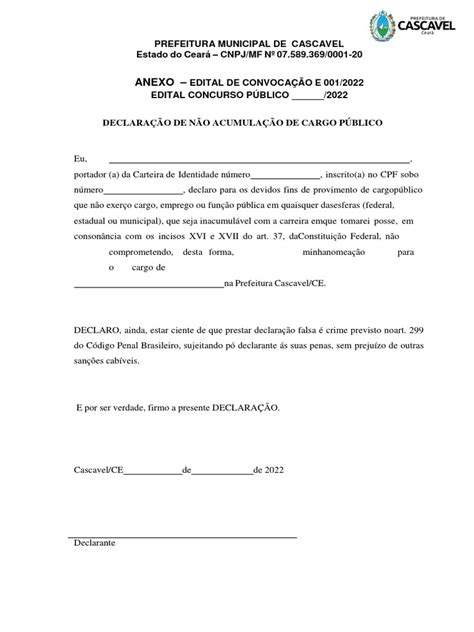 Declaracao De Nao Acumulacao De Cargo Publico 0000001 Pdf