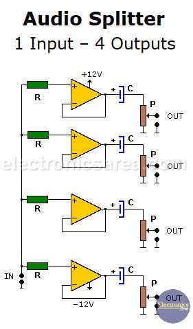 An Audio Spliter Circuit Diagram With The Following Instructions To Use