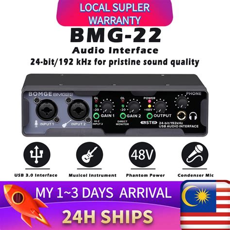 Bomge Usb Audio Interface24 Bit192 Khz With Xlr Phantom Power Direct Monitoring Loopback