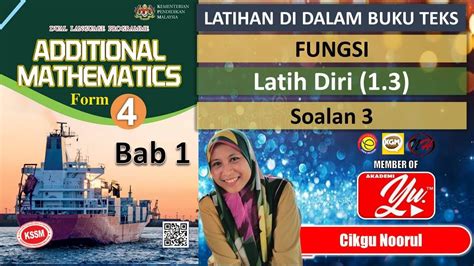 Buku Teks Addmath F4 Kssm Bab 1 Fungsi Latih Diri 13 Soalan