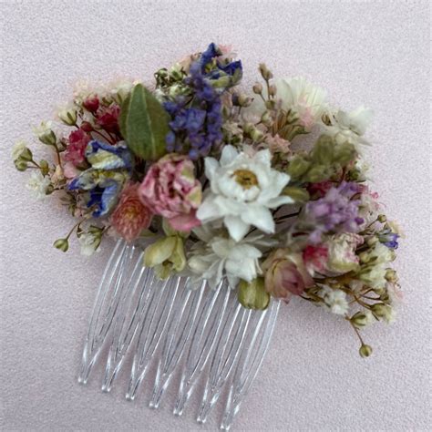 Wild Flower Bridal Hair Combs Wedding Dried Flower Hair Combs Etsy Uk