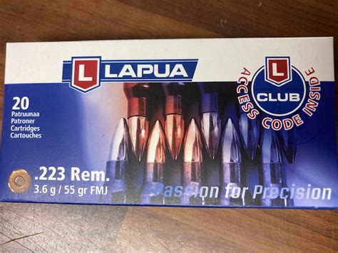 LAPUA 223 Rem Patruuna FMJ S569 3 6 G 55 Gr 20 KPL RASIA SAR