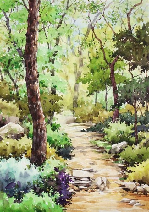 남일 풍경수채화 시범작품 숲길 수채화 과정 Watercolor On Arches Roughby Nami