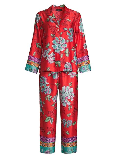 Buy Natori Ume Floral Satin Pajama Set Burnt Orange Combo At 60 Off