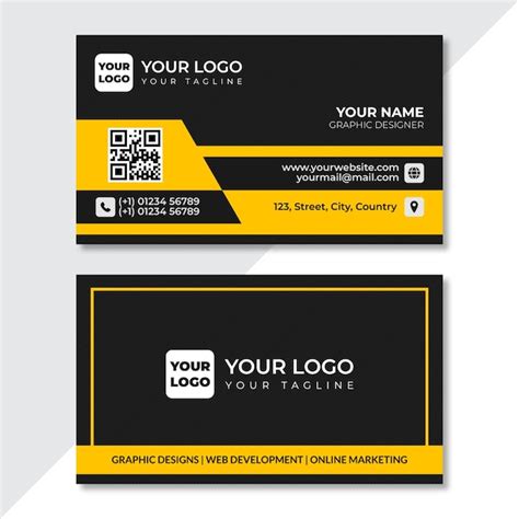 Premium Vector Abstract Yellow And Black Business Card