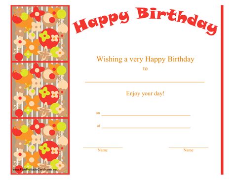 Printable Happy Birthday Certificate