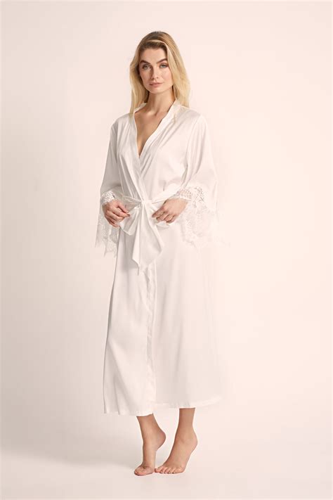 Margo Long Lace Robe White Homebodii Au