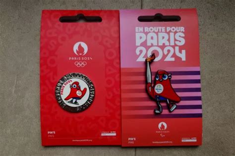 Duo Pins Jo Paris Jeux Olympiques Para Mascotte Torche Flamme