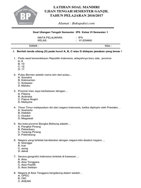 Soal Ips Kelas 6 Semester 1 Kurikulum 2013 Homecare24