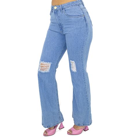 Calça Jeans Wide Leg Destroyed Feminina You Jeans Marshoes Loja de