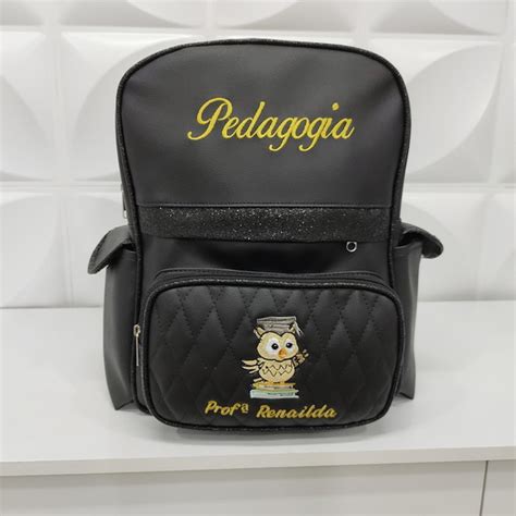 Mochila Personalizada Professora Pedagogia Preto Elo7