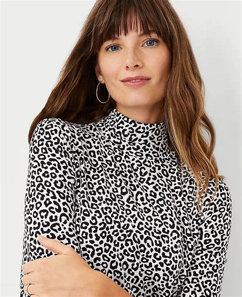 Leopard Print Turtleneck Top