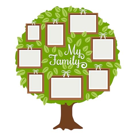 Premium Vector | Green family tree with frames