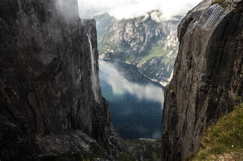 Spectacular Scenery Of Rocky Ravine And Calm Blue Lake In Highlands Of