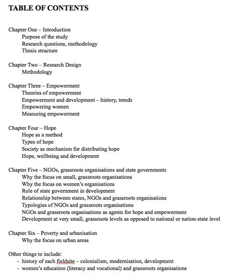 Masters Thesis Table Of Contents Example