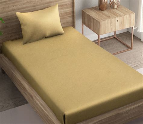 Buy 210 TC Plain Cotton Bed Sheet Single Bed Khaki Sheet 54x90 Inch