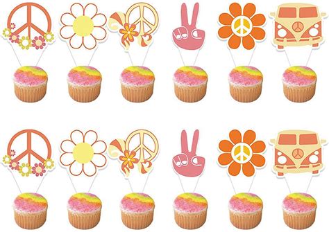 Amazon Pieces Hippie Party Cupcake Toppers Two Groovy Party