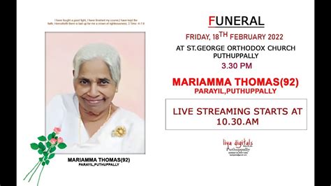 Funeral Service Of Mariamma Thomas Liya Digitals