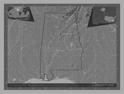 Alabama United States Of America Bilevel Labelled Points Of C Stock