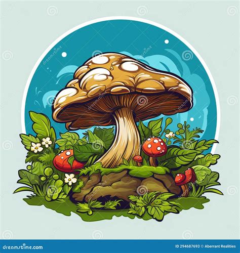 Cartoon Illustration of a Mushroom in the Forest Stock Illustration ...