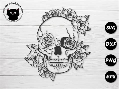 Floral Skull Svg Skull With Flowers Svg File Clip Art Halloween The