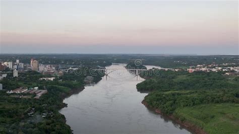 Ponte Da Amizade In Foz Do Igua U Aerial View Of The Friendship Bridge