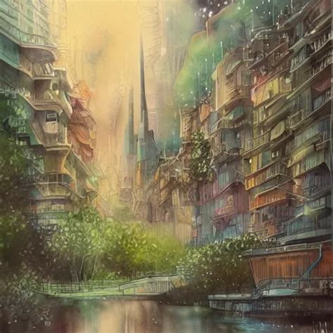 Beautiful Happy Picturesque Charming Sci Fi City In Stable Diffusion