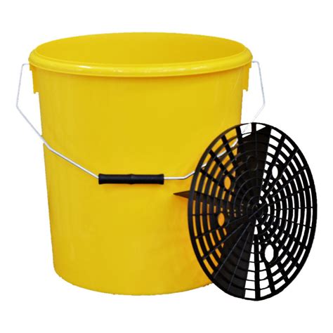 L Yellow Car Wash Bucket With Grit Shield H O Plastics