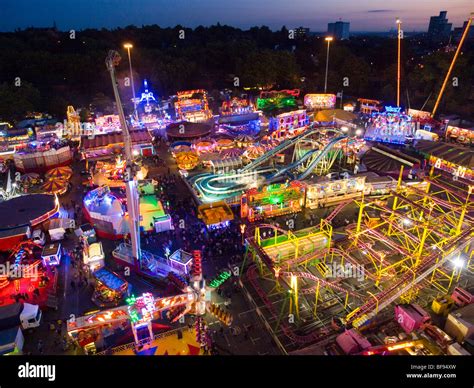 An aerial view of Goose Fair in Nottingham, Nottinghamshire England ...