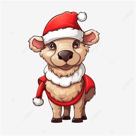 Cute Camel In Christmas Costume Cartoon Animal In Santa Costume Front