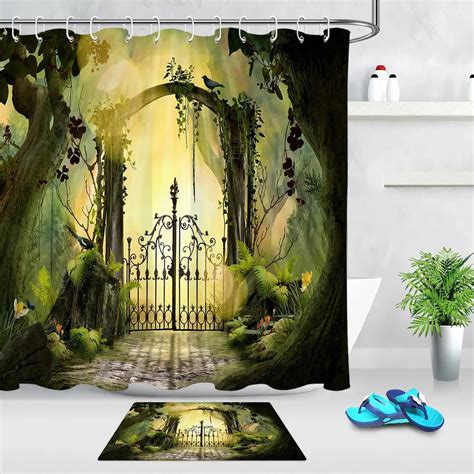 Garden Landscape Big old Trees Archway Shower Curtain Fabric - Walmart.com