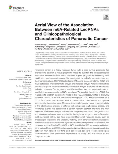 Pdf Aerial View Of The Association Between M6a Related Lncrnas And