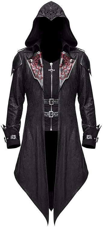 Amazon Devil Fashion Men S Steampunk Gothic Hooded Leather Jacket