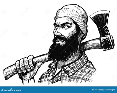 Lumberjack With An Axe Stock Illustration Illustration Of Vintage