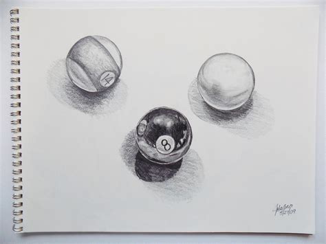 Pool Balls Pencil Drawing Original Graphite Billiard Art 9x12 Etsy