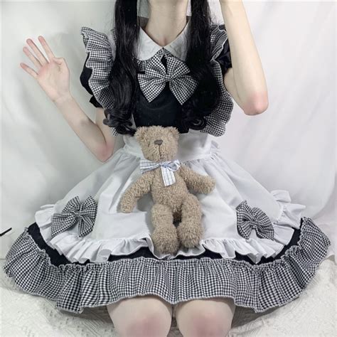 Anime Cartoon Cosplay Costumes Japanese Kwaii Maid Lingerie Dress Goth Clothes Women Punk Gothic