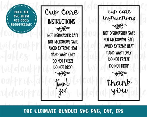 Free Printable Cup Care Instructions - Printable Word Searches