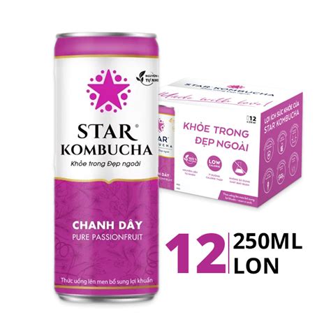 Trà lên men bổ sung lợi khuẩn vị chanh dây Star Kombucha 250ml 1 Lon