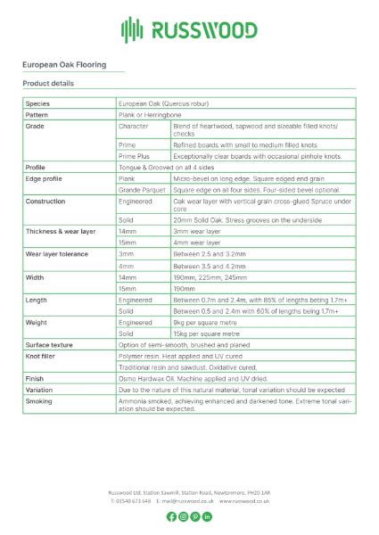 European Oak Datasheet Nbs Source