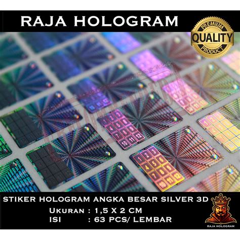 Jual STIKER HOLOGRAM ANGKA BESAR SILVER 3D CETAK STICKER SEGEL LABEL