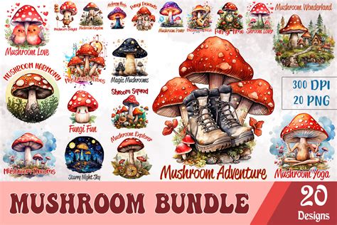 Mushroom Sublimation Bundle Graphic By Basilio Vintage Creative Fabrica